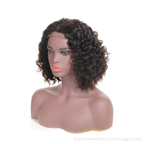 Cheap Wholesale 10 Inch One Donor Virgin Human Hair  Kinky Curly Bob Lace Front Wig